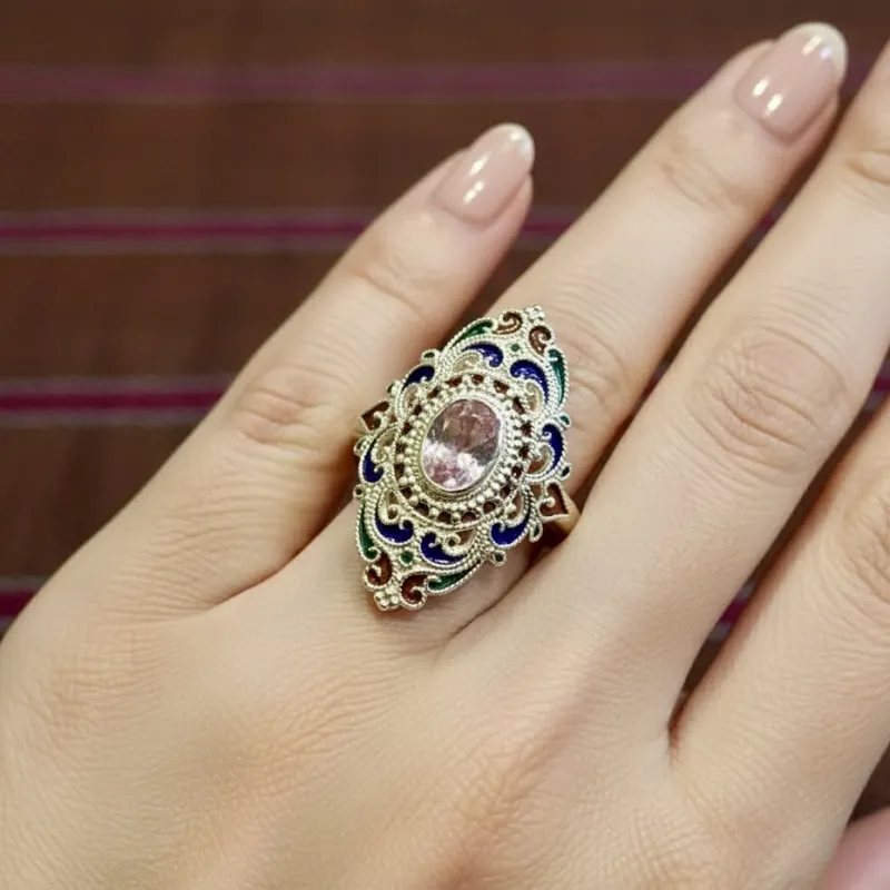 แหวนพิงค์กี้ลงยา  💖 ( Pink Sapphire)